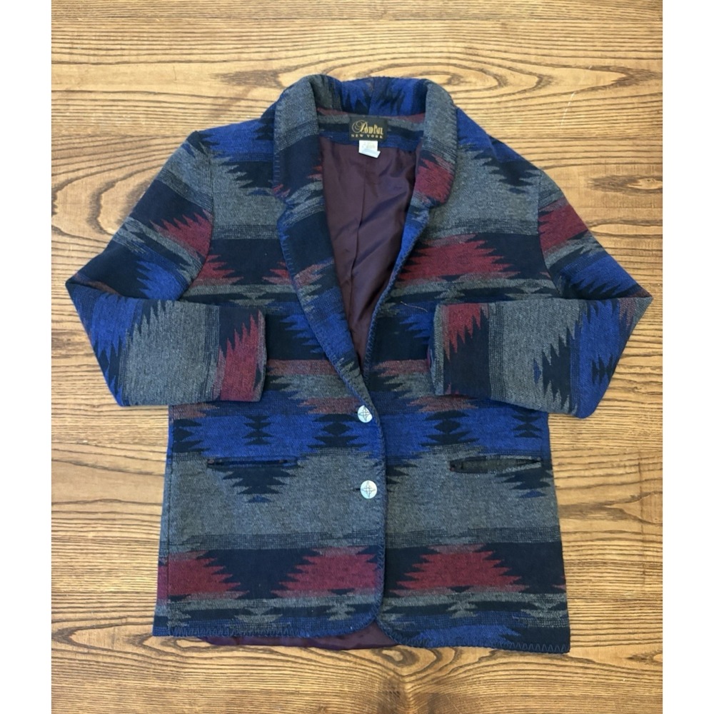 Vintage David Paul Women's Medium Multicolor Aztec Southwestern Blazer‎